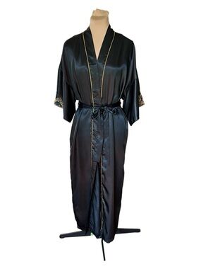 Vintage Val Mode Black Liquid Satin Robe